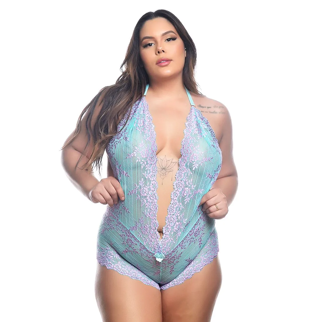 Body Renda Bicolor Plus Size