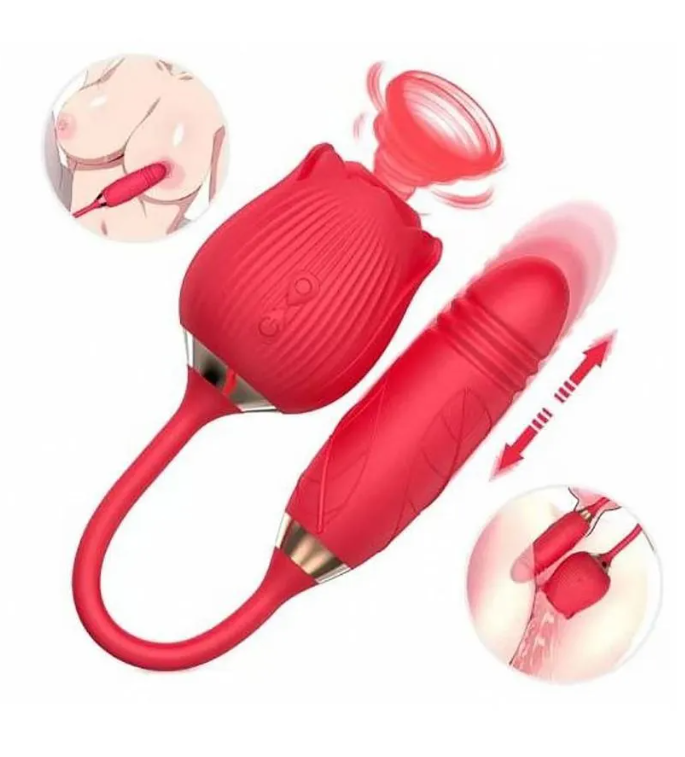 Sophie Vibrador Formato de Rosa com 10 Modos de Vibração, Vai e Vem e Pulsação
