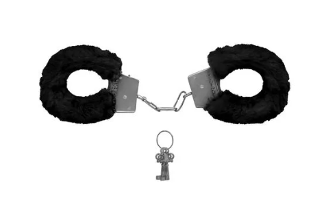 Algema de Metal Pelúcia Preta Revestida Fur Love Cuffs